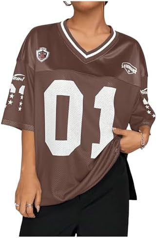 SOLY HUX Jersey Shirts for Women Y2k Graphic Number Oversized Tees
